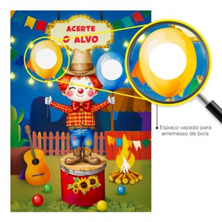 Painel Interativo Retangular Festa Junina Vazado Jogo Acerte o Alvo Decoração Sublimado Tecido 1,50x2,20 – V-178 em Oferta na Shopee