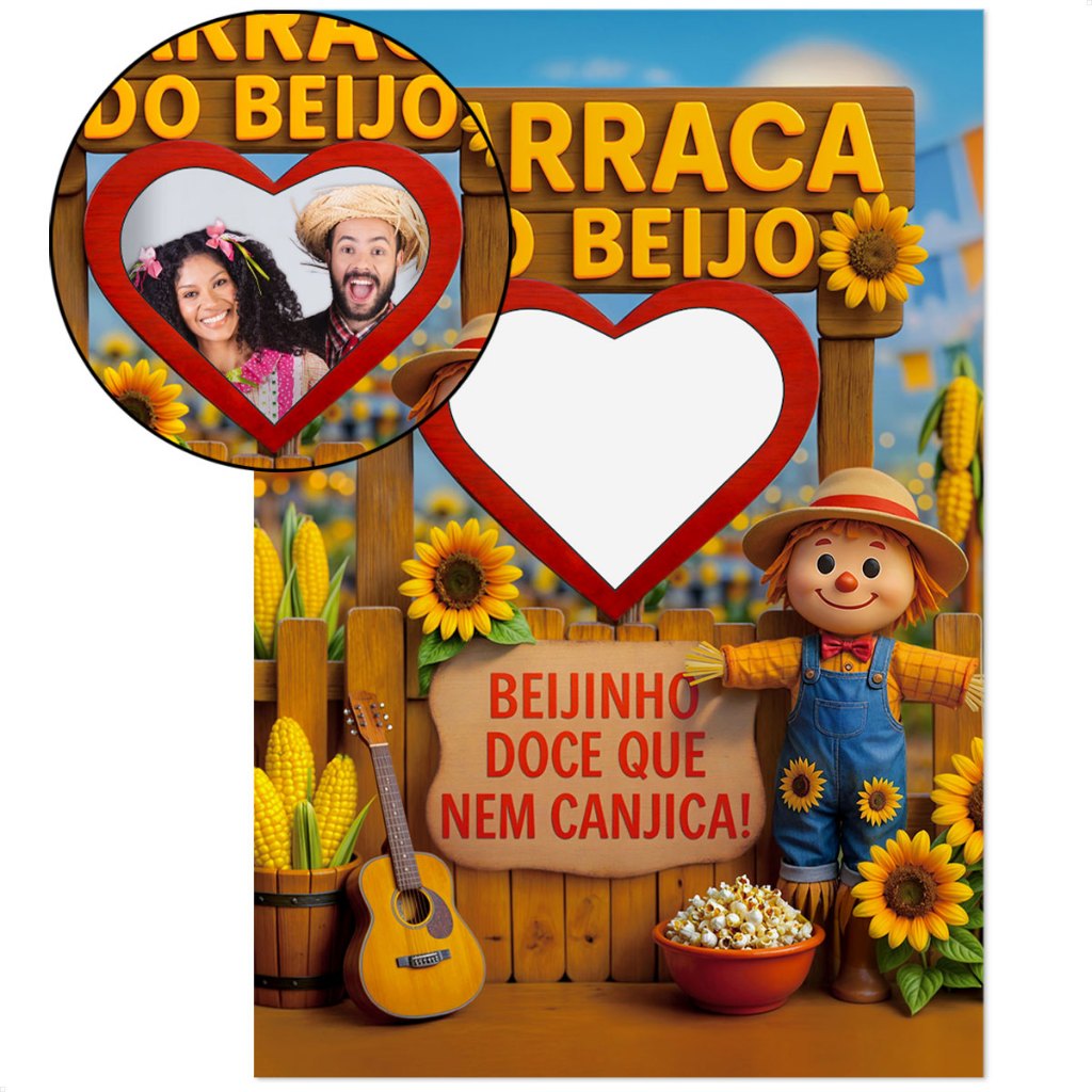 Painel Retangular Festa Junina Interativo Para Fotos Barraca do Beijo 1,50x2,20m Vazado Em Tecido Decorativo - INT-36 em Oferta na Shopee