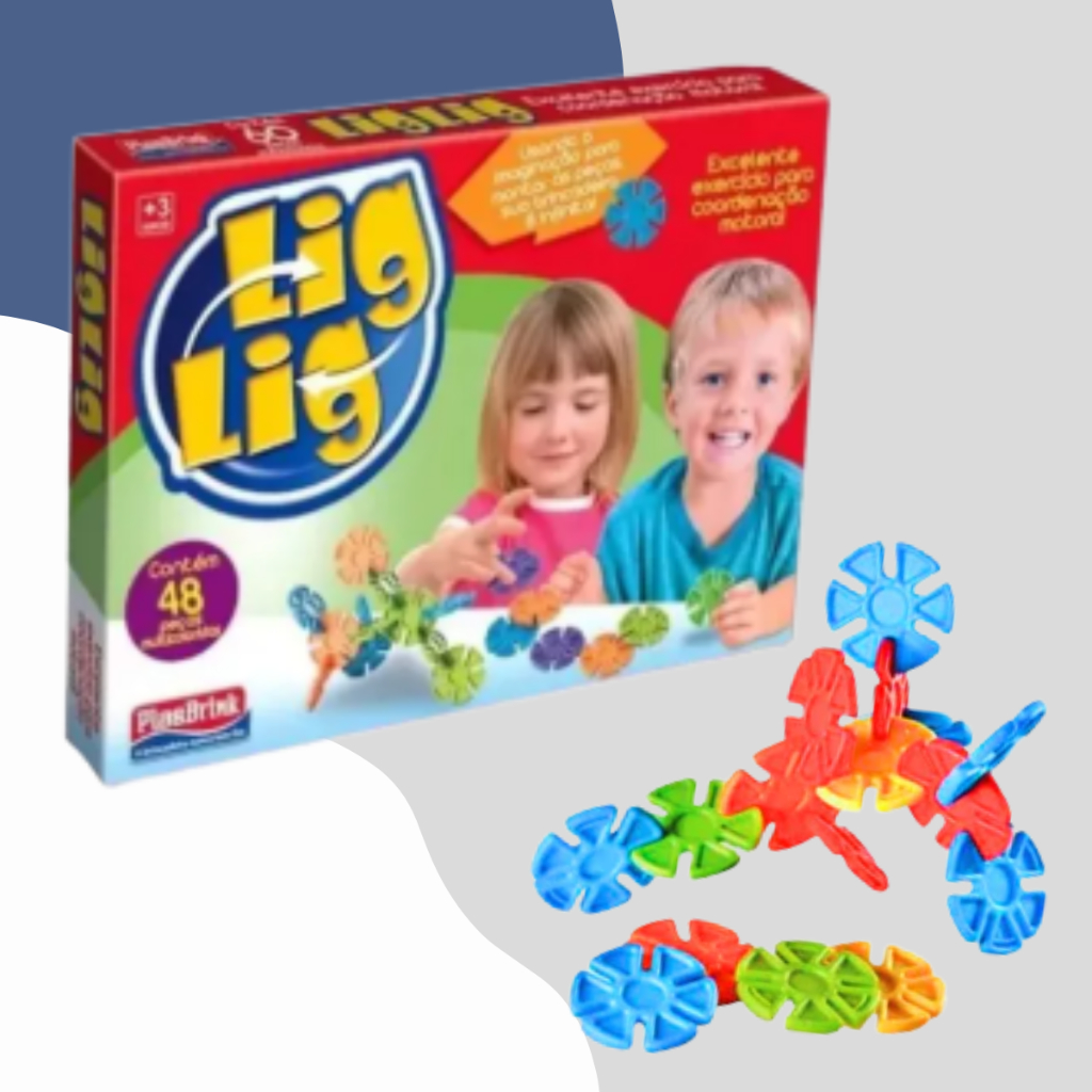 Jogo educativo Brinquedo Educativo encaixe Lig Lig - 48 Peças Didático e Educativo