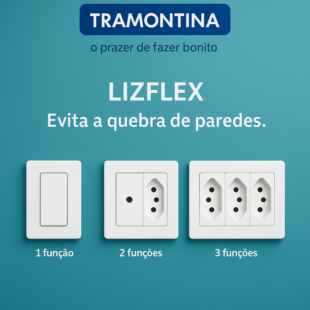Conjunto Interruptor E Tomada Sobrepor Tramontina lizflex em Oferta na Shopee