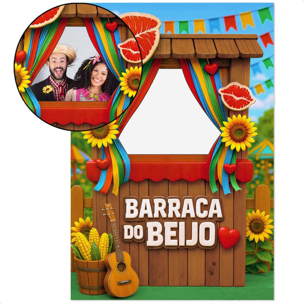 Painel Retangular Lateral Decoração Festa Junina Barraca do Beijo Interativo Vazado Sublimado Tecido 1,50x2,20m - INT-37 em Oferta na Shopee