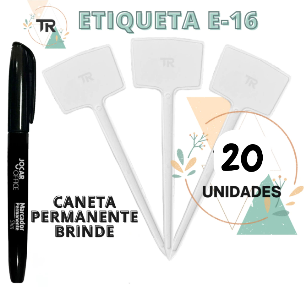 20 Etiquetas plaquinha de identificação E-16 +  Brinde Caneta Permanente em Oferta na Shopee