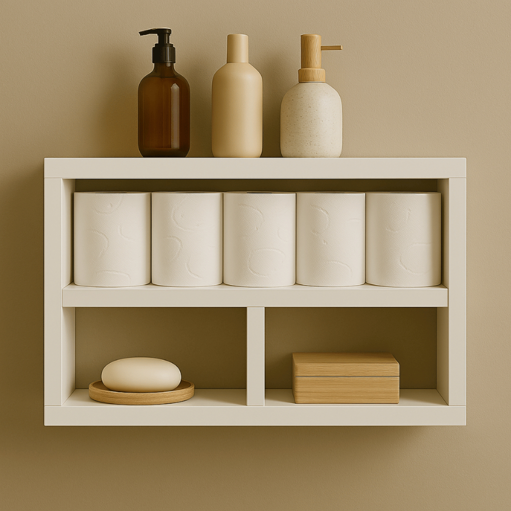 Nicho Organizador Para Banheiro Cozinha Sala Quarto Com Divisória MDF Branco Papeleira Prateleira