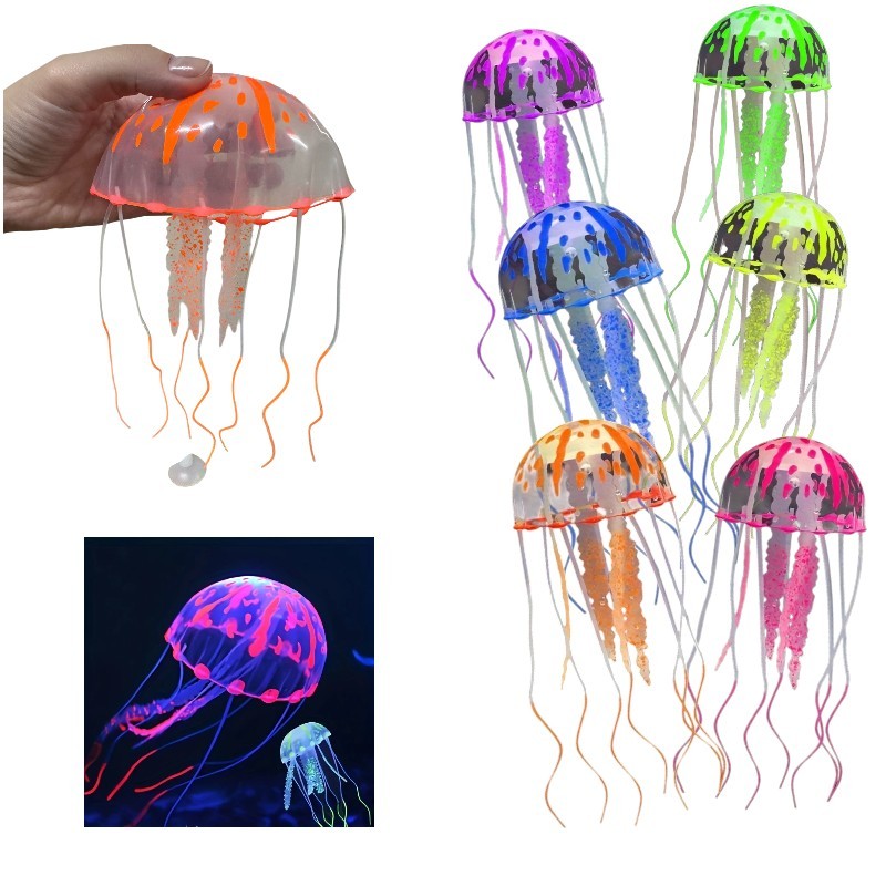 Enfeite de Áquario Água Viva Medusa Fluorescente 20x9cm Gigante em Oferta na Shopee