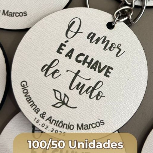 Chaveiro Lembrancinha De Casamento Personalizada 50 100 Unidades Simples Kit Para Noivado Em MDF Resistente