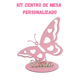 Kit Centro De Mesa Com Nome Personalizado Borboleta Pintada Lembrancinha 21cm Decoracao Ja...