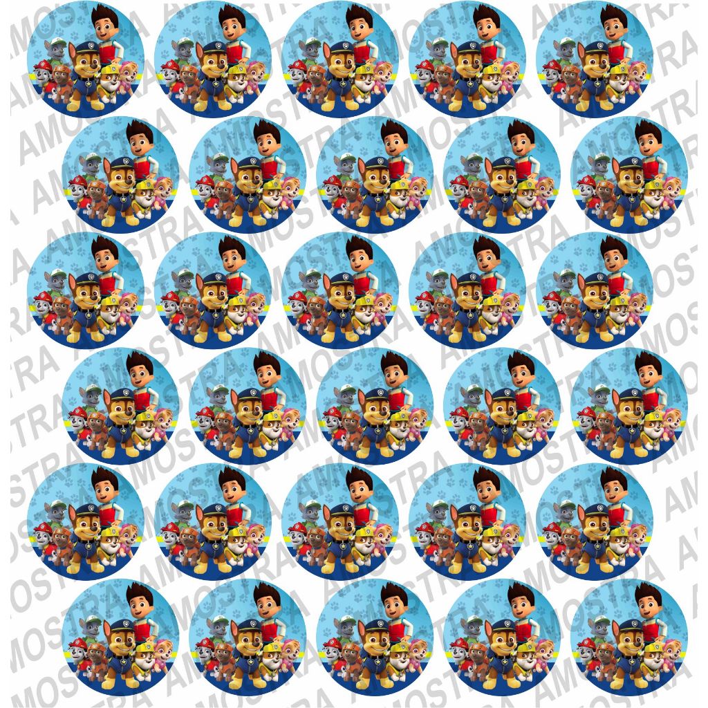 Papel arroz CORTADO de 5cm - Tema Patrulha Canina