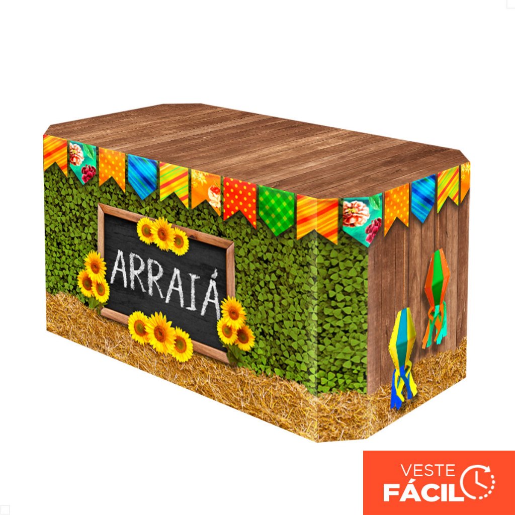 Toalha Capa De Mesa Festa Junina Sublimado Tecido Veste Fácil Para Decoração Arraiá – MSA-142