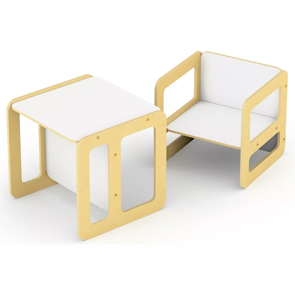 Kit Mesa mesinha e Cadeira Infantil Educativa Montessoriana Junges - Madeira MDF