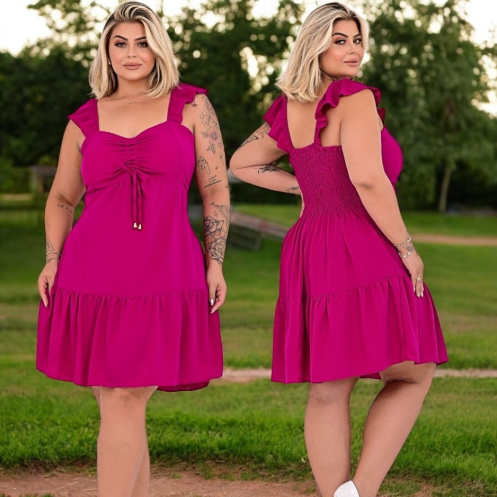 Vestido Feminino Plus Size Midi Curto Tendência Moda Verão Evangélica Elegante Soltinho Confortável