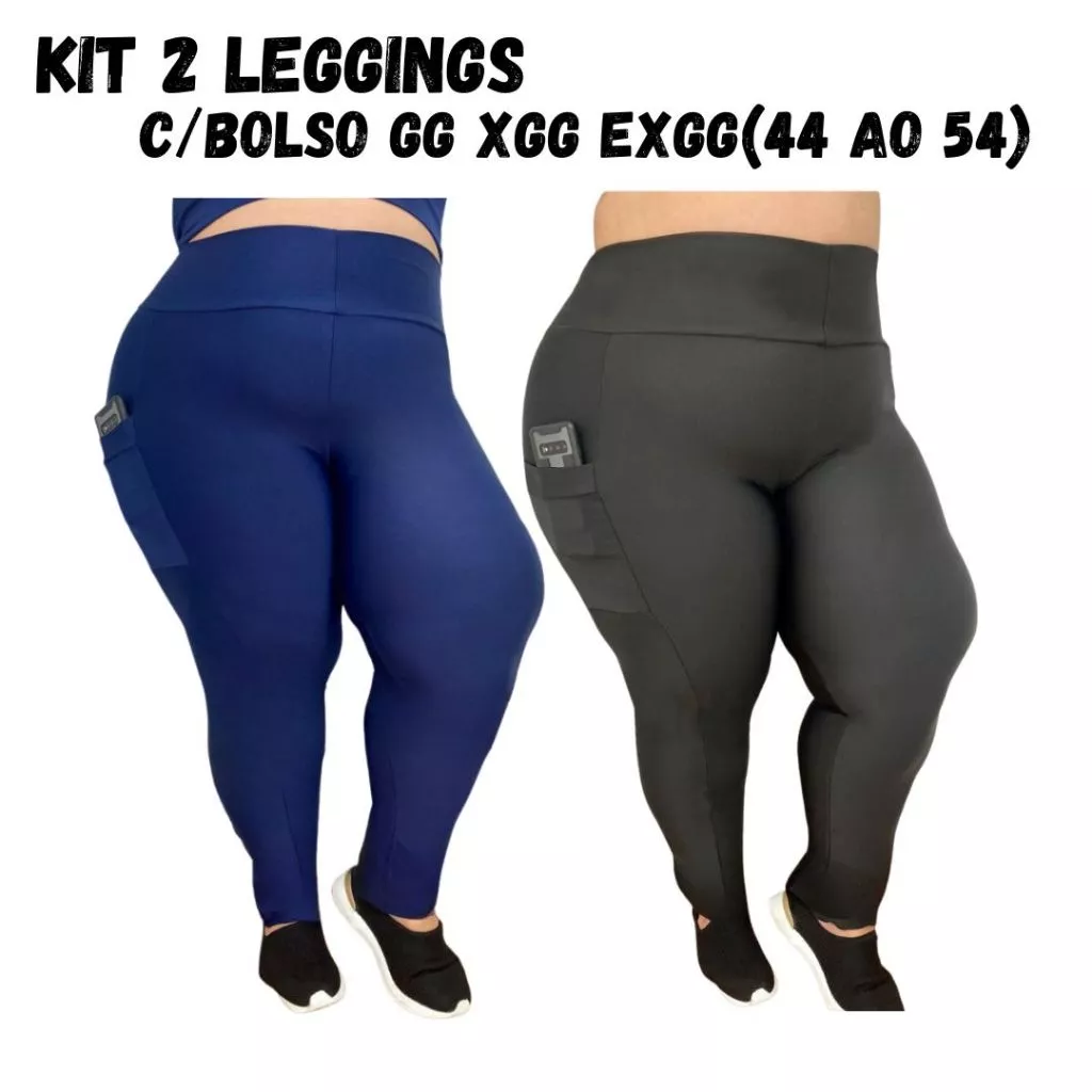 Kit 2 calça legging com Bolso Plus Size GG XGG e EXGG Roupa de academia/treino/casual/caminhada — imagem 1