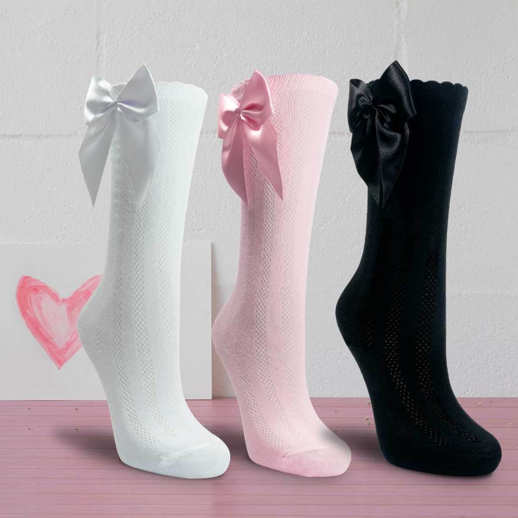 Meia 3/4 Infantil Laço Festa Cano Longo Moda Feminina Menina Blogueirinha Fashion 24.02 em Oferta na Shopee