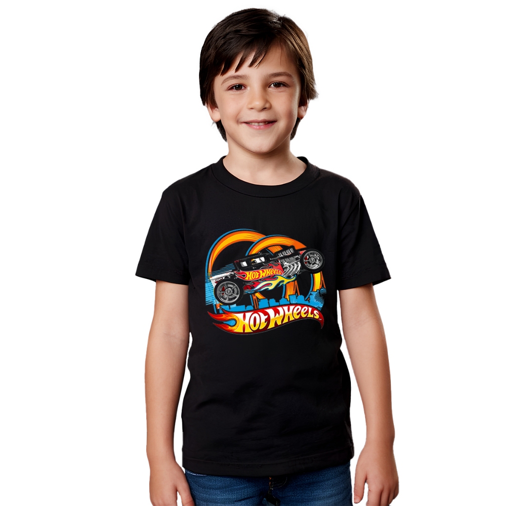 Camiseta Hot Wheels Camisa Infantil Juvenil Hot Wheels 100% Algodão para Crianças Desenho - Modelo 2