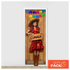Capa de Porta Festa Junina Banheiro Arraiá Decorativa Retangular Sublimado 0,80x2,1 - PTA-43