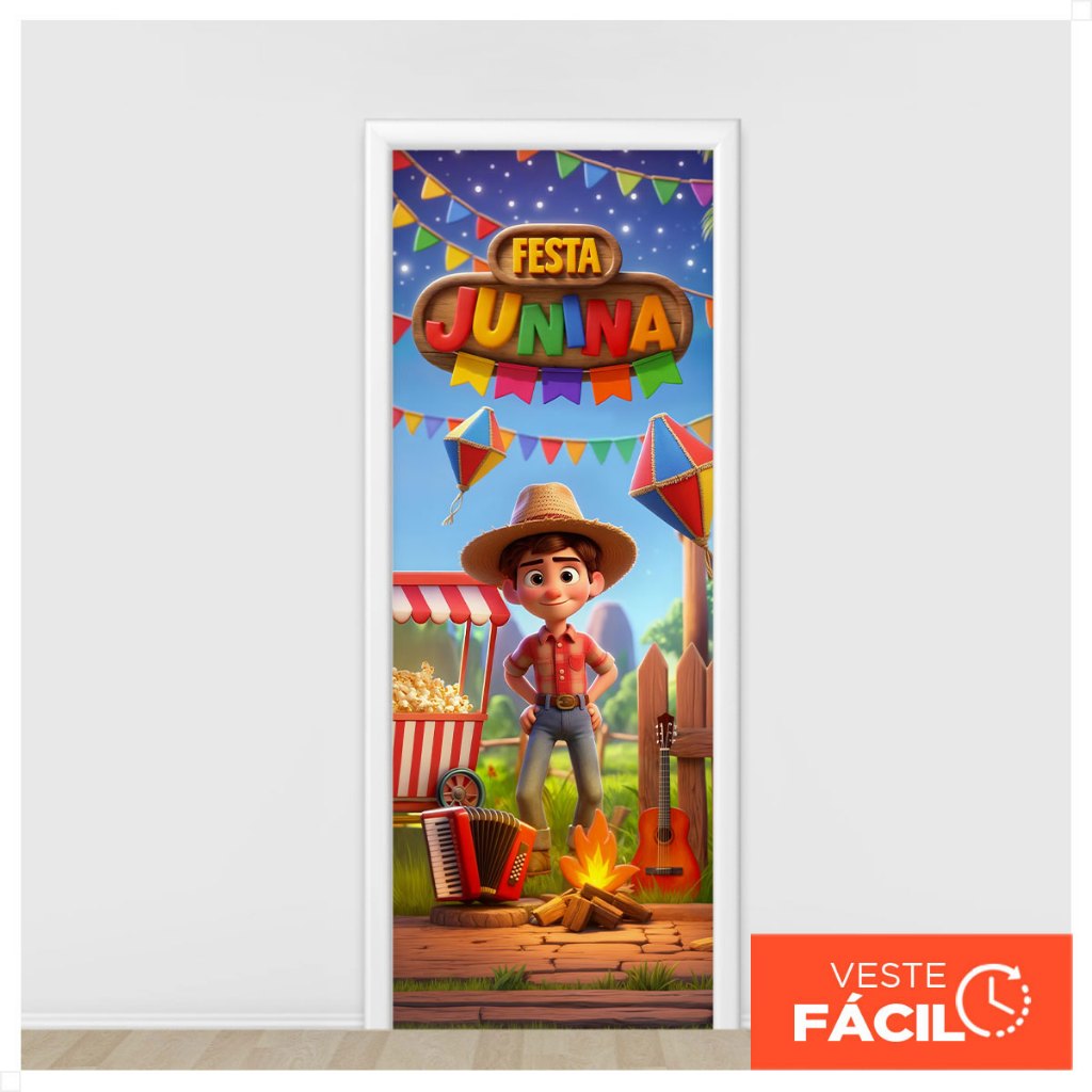 Capa de Porta Decorativa Festa Junina Caipira C/Elástico Veste Porta Tecido 0,85x2,10m – PTA-44 em Oferta na Shopee