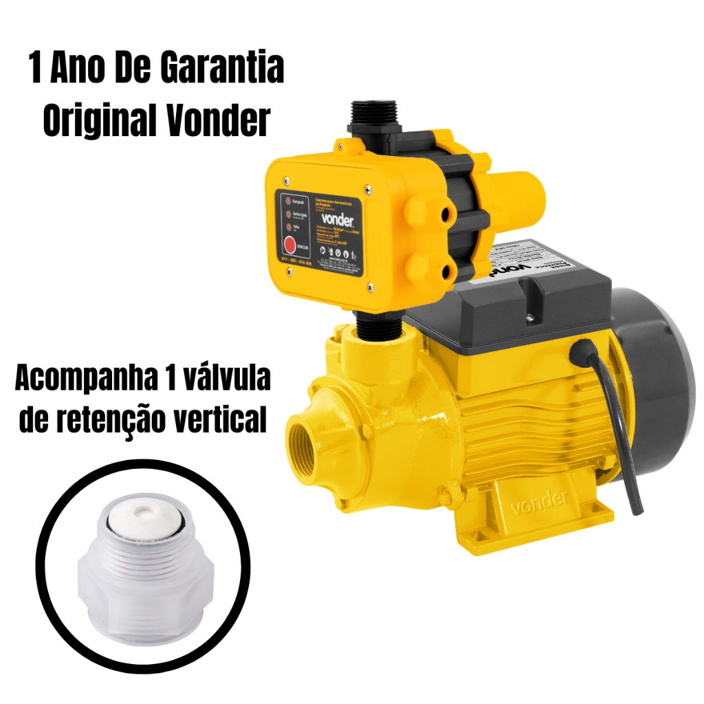 Bomba Pressurizadora De 1/2Cv BPV375 Com Pressostato Controlador De Pressão Bivolt Vonder