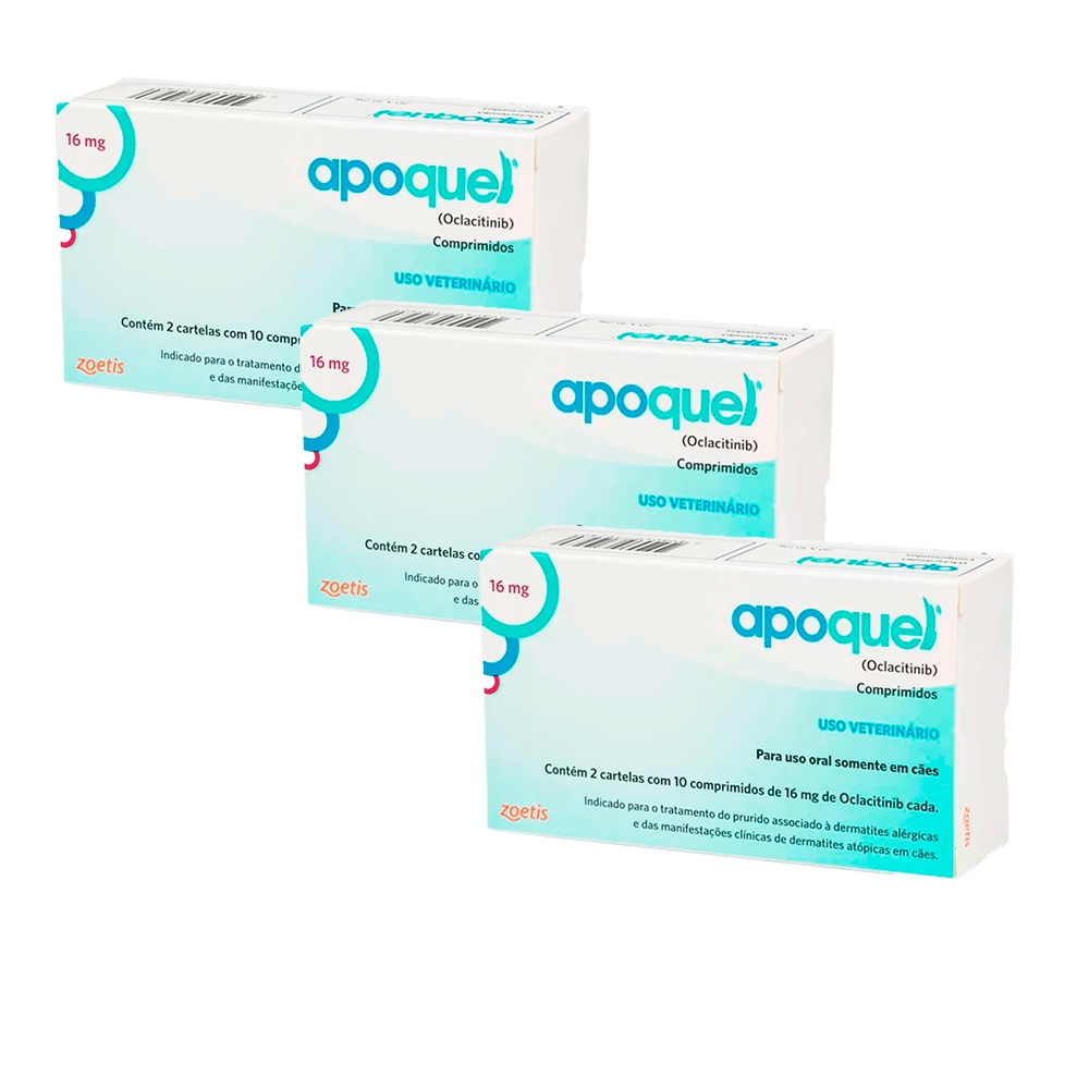 Kit 3 un. Apoquel 16mg com 20 Comprimidos - Pets