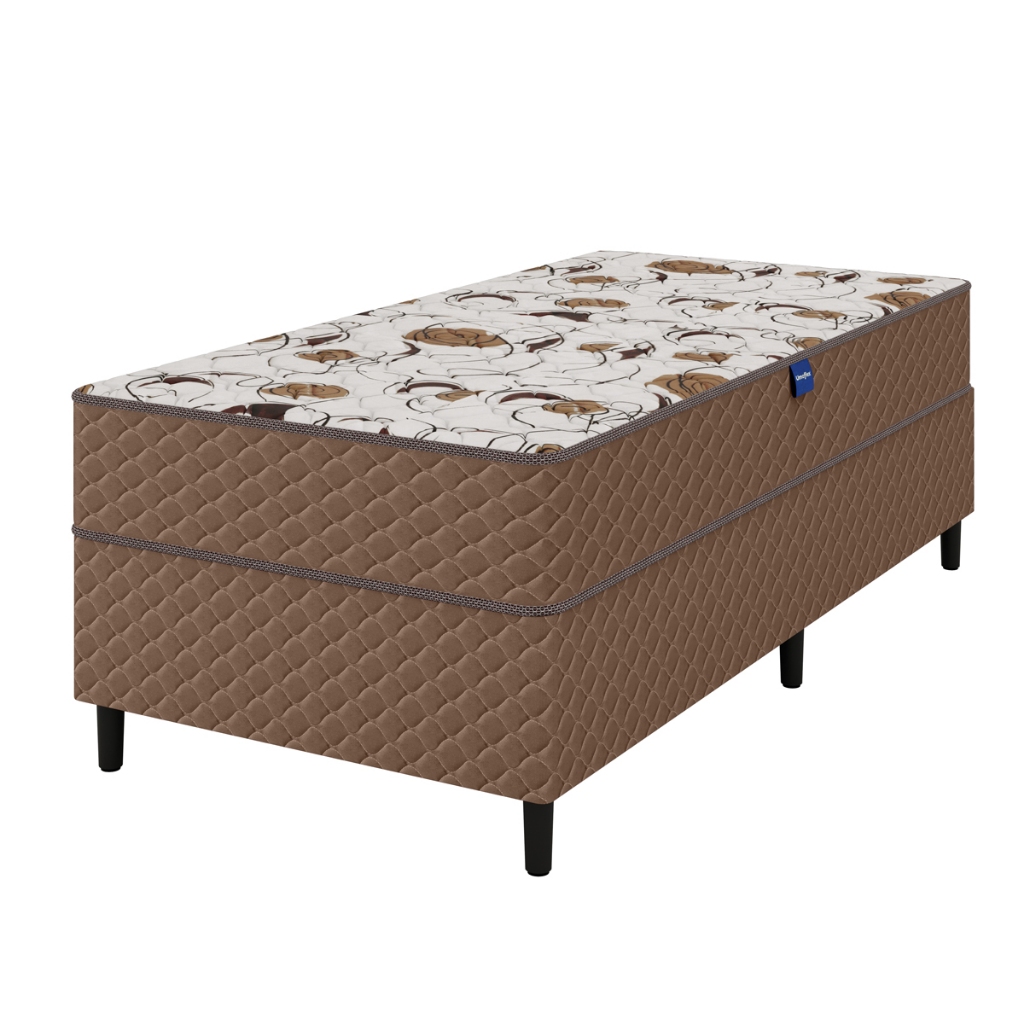 Cama Box Solteiro Marrom E Colchão Solteiro Espuma D33 Extra Firme 88x188x62 Eliana Umaflex - Home & Living