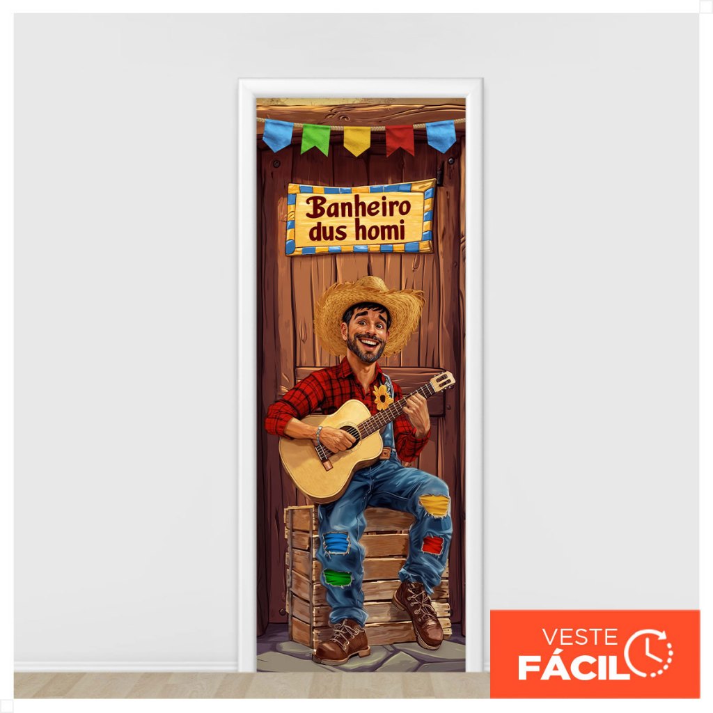 Painel Capa de Porta Festa Junina C/Elástico Decoração Banheiro dus Homi Veste Fácil Tecido 0,85x2,10m - PTA-46 em Oferta na Shopee