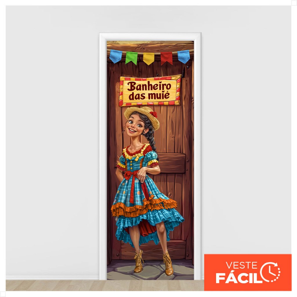 Capa de Porta Decorativa Festa Junina Banheiro das Muié C/Elástico Veste Porta Tecido 0,85x2,10m – PTA-47 em Oferta na Shopee