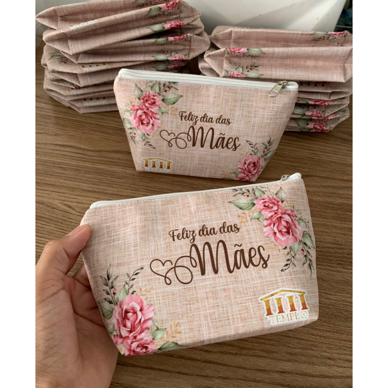 kit 10 Necessaire dia Das Mães Personalizada com logo Marca