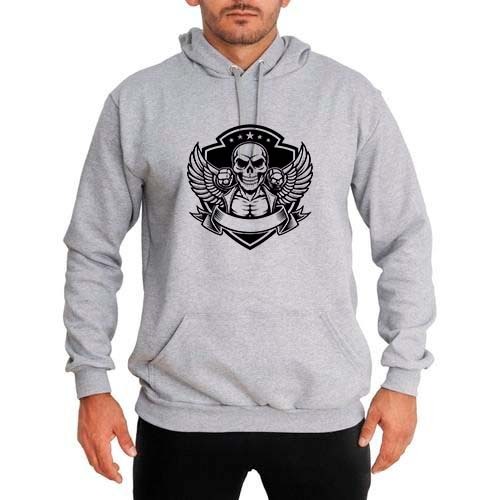 Moletom cinza canguru com capuz e bolso estampa rock Masculino e feminino liso básico flanelado Grosso