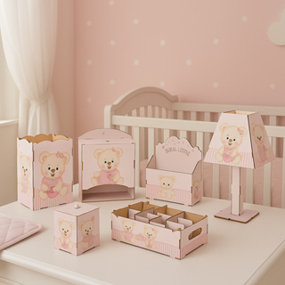 Kit Higiene Bebê 8 Pç Mdf Mult uso adesivado novidade Pronta Entrega promoção em Oferta na Shopee
