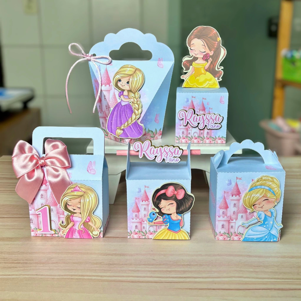 Kit de Personalizados – Princesas Cute Aquarela | Lembrancinhas prontas para Festas e Aniversários