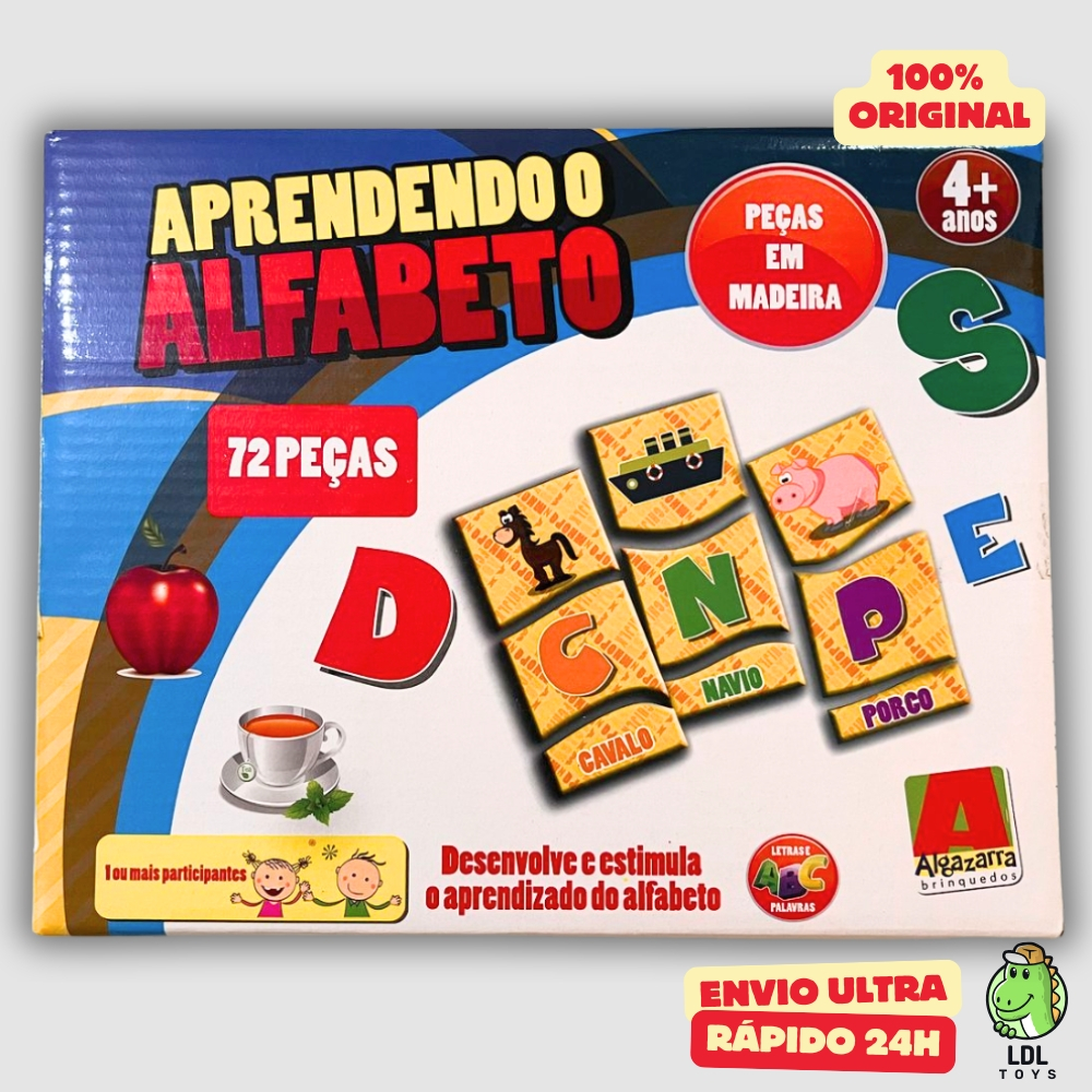 Jogo Aprendendo o Alfabeto 72 Peças em Madeira Infantil Pedagógico Algazarra em Oferta na Shopee