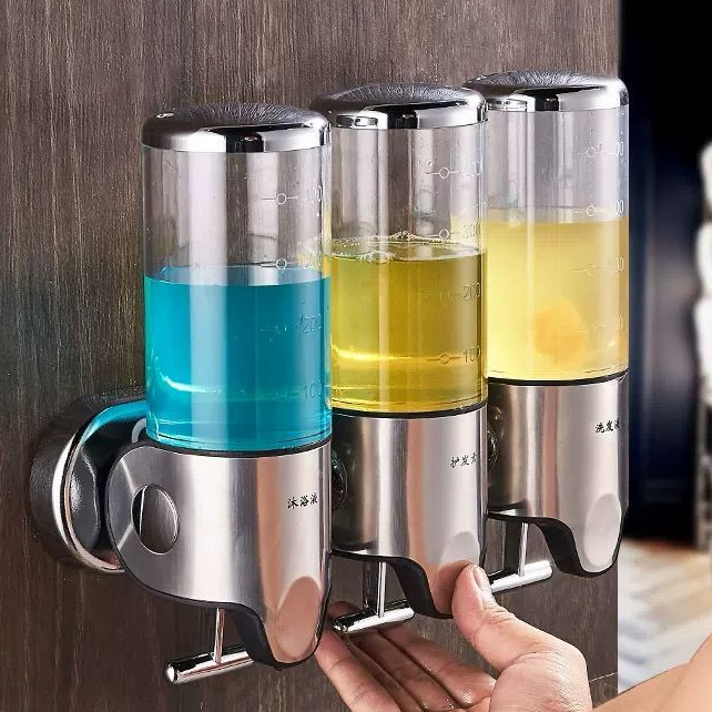 Dispensador Com 3 Garrafas Manual de Sabonete Líquido/Shampoo/Multifuncional Suporte Parede Para Banheiro/Cozinha