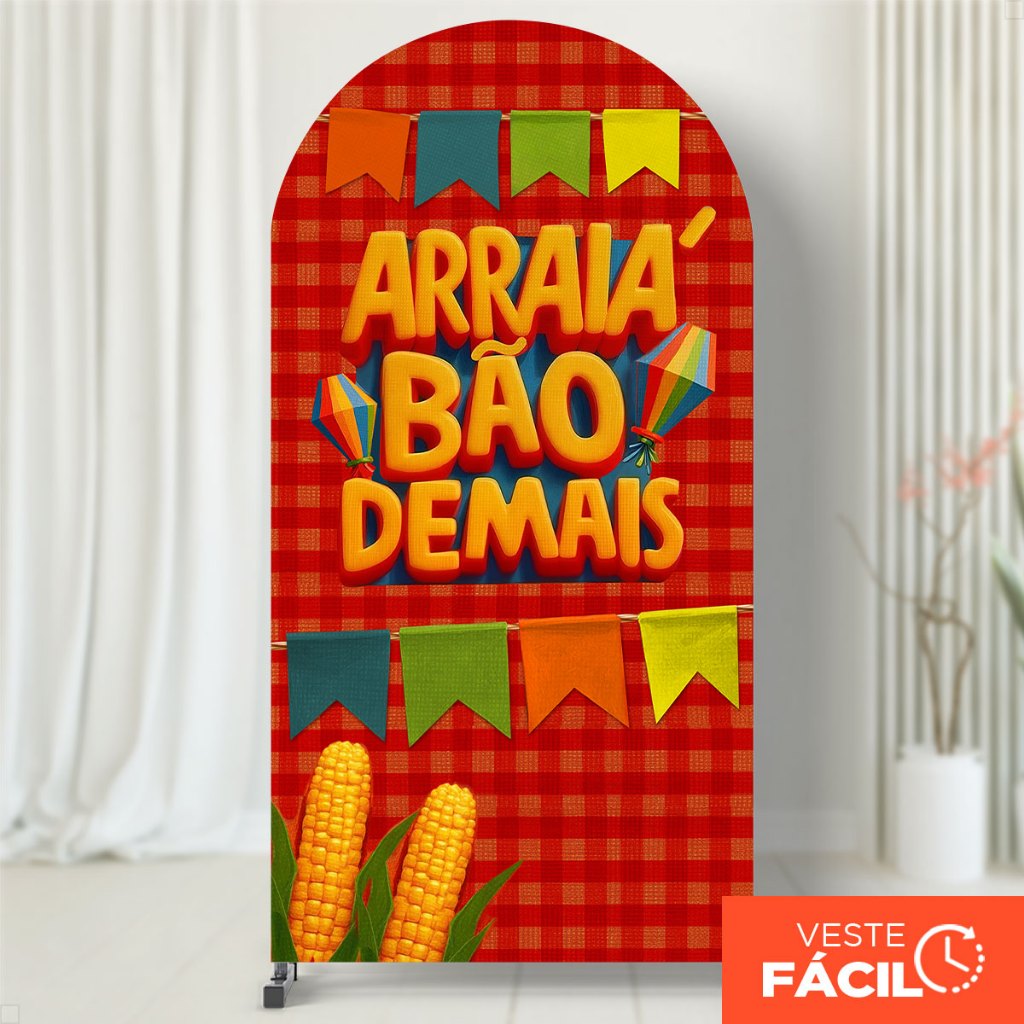 Painel Romano Festa Junina Tecido C/Elástico 2x1m Capa Veste Fácil Decorativa São João – RMN-94
