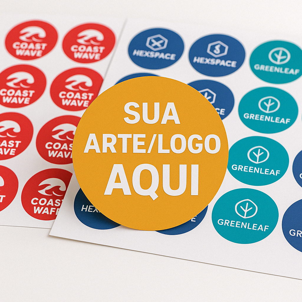 Adesivos Redondos 5x5cm – Sua Arte ou Logo – Corte Eletrônico Profissional em Oferta na Shopee