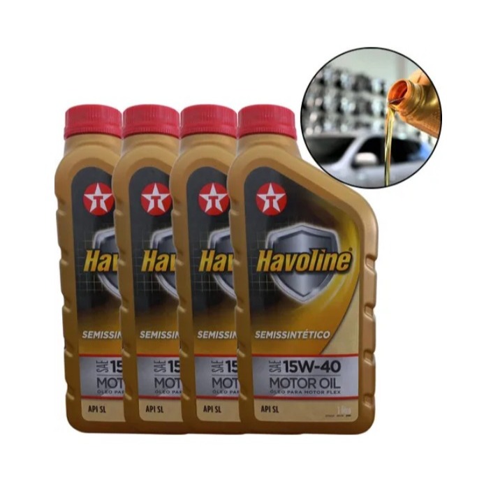KIT 4 LITROS OLEO PARA MOTOR CARRO 15W40 SEMISSINTETICO ÓLEO LUBRIFICANTE TEXACO HAVOLINE
