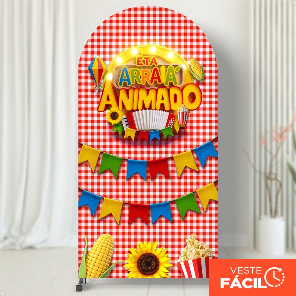 Capa Painel Picolé Decoração Xadrez Festa Junina C/Elástico Sublimado Veste Fácil 2x1m – RMN-95