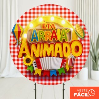 Painel Redondo Festa Junina 1,50x1,50 Tecido Com Elástico Decoração Arraiá – APR-2558