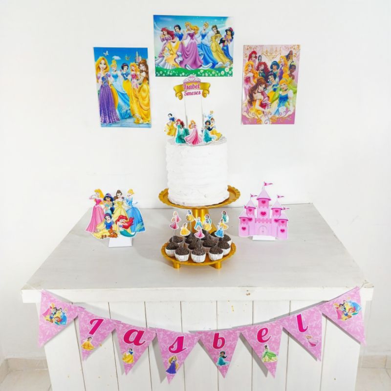 Kit Festa Princesas Personalizado Só Um Bolinho Festa em Casa Aniversário Infantil adulto Mesversário lembrancinha