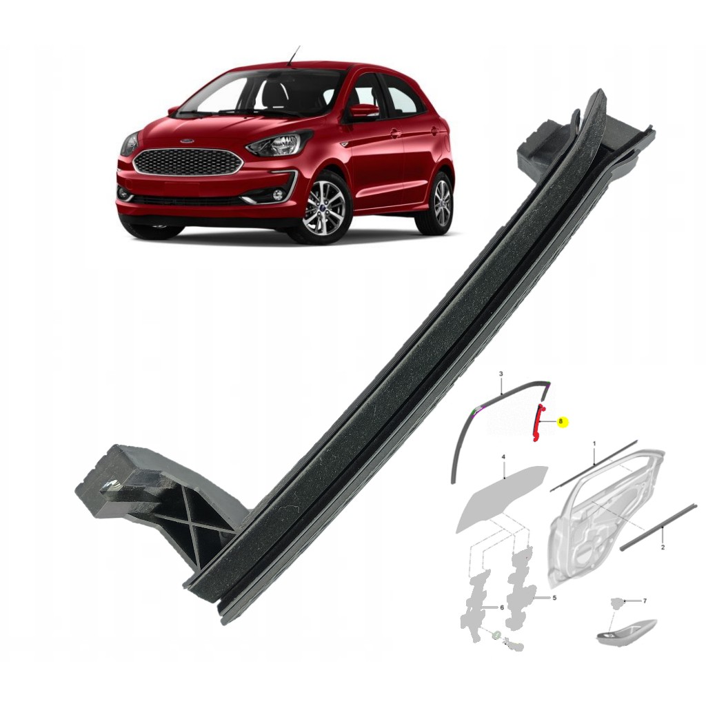 Canaleta Guia Vidro Porta Traseira Lado Esquerdo Novo FORD Ka 2014 A 2021