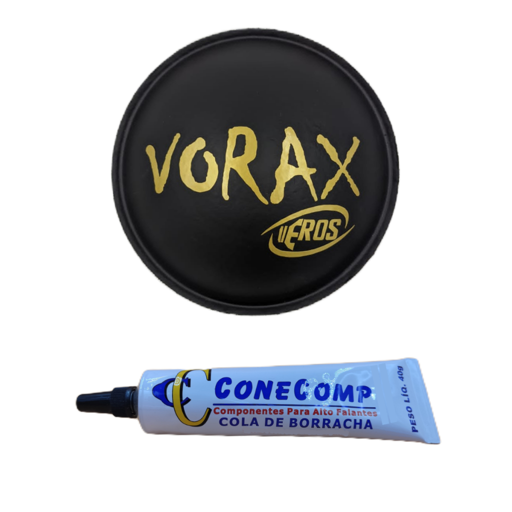Protetor Calota Eros Vorax 120mm Adesivado Para Alto Falante + Cola Borracha Preta 40g