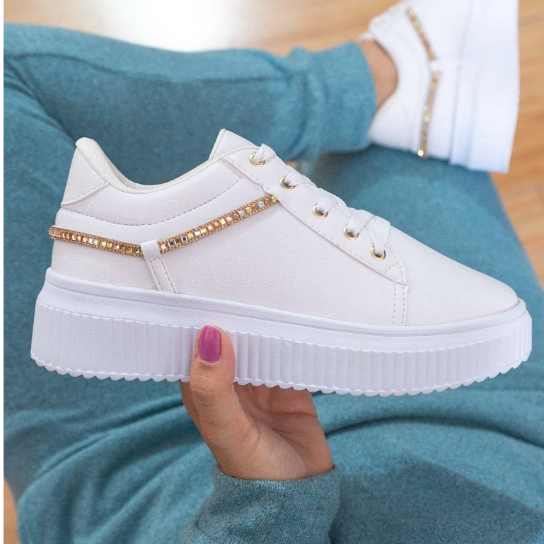 Tênis Flatform Feminino Branco Sola Alta Plataforma Casual Estiloso e Confortável Ref: 1.103