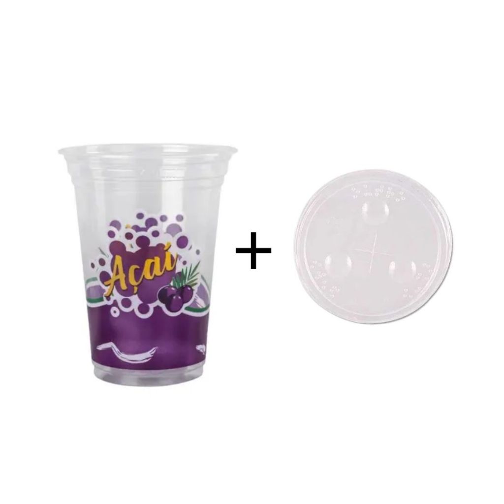 Kit Copo de Açaí 330/440/550ml c/ Tampa 50 Un Cada Sorveteria Padaria Conveniência em Oferta na Shopee