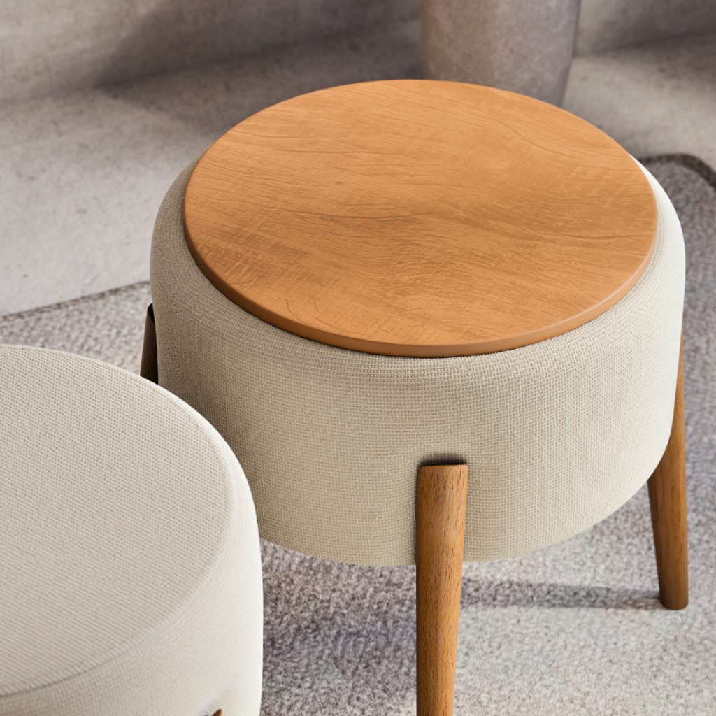 Puff Dual Em MDF Premium 1 Unidade Móvel Sofisticado Tecido Linho em Oferta na Shopee