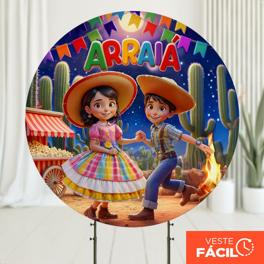 Capa Painel Redondo Decoração Festa Junina 1,50m Tecido Sublimado C/Elástico – APR-2559 em Oferta na Shopee
