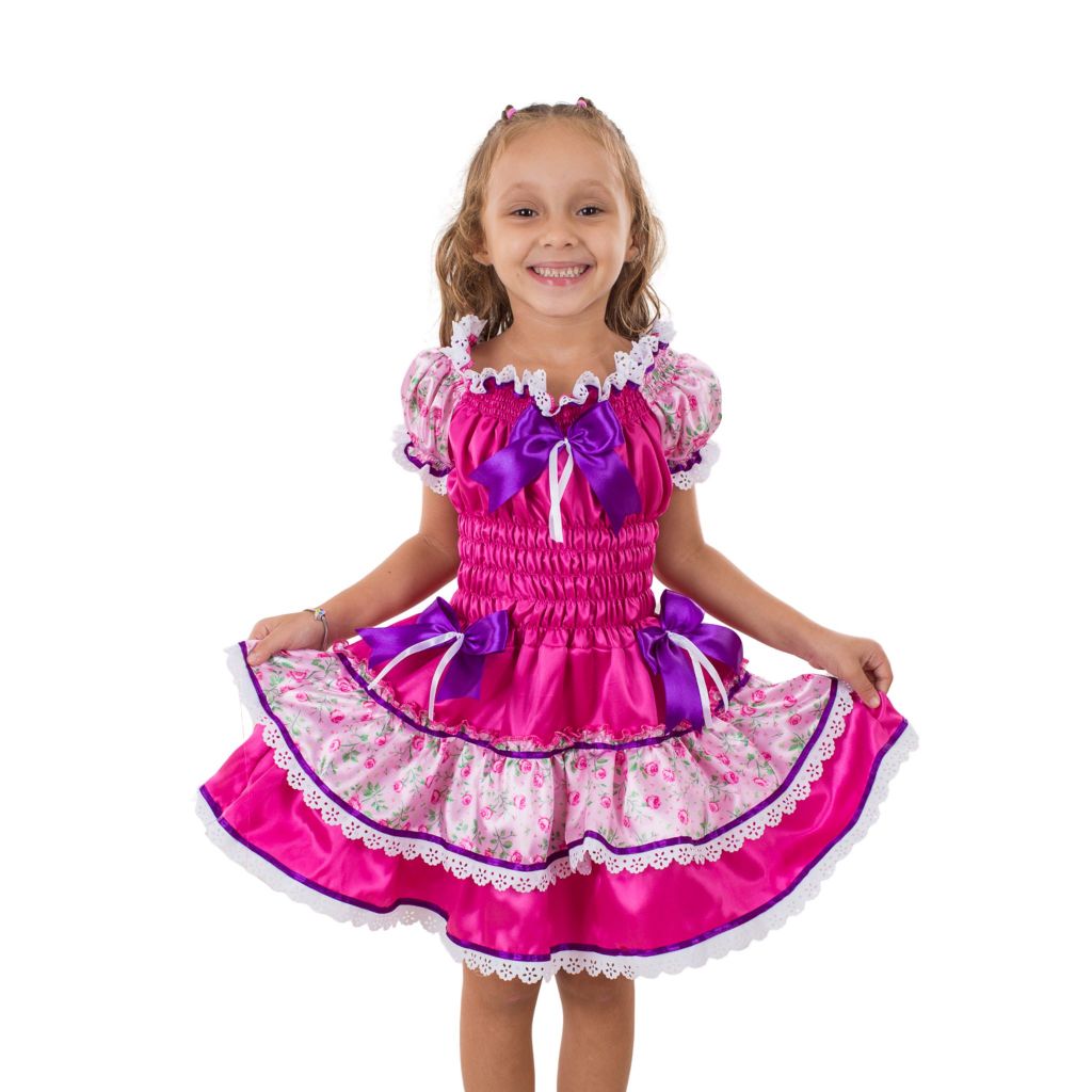 Fantasia Caipira Infantil Festa Junina Menina Vestido de Caipira