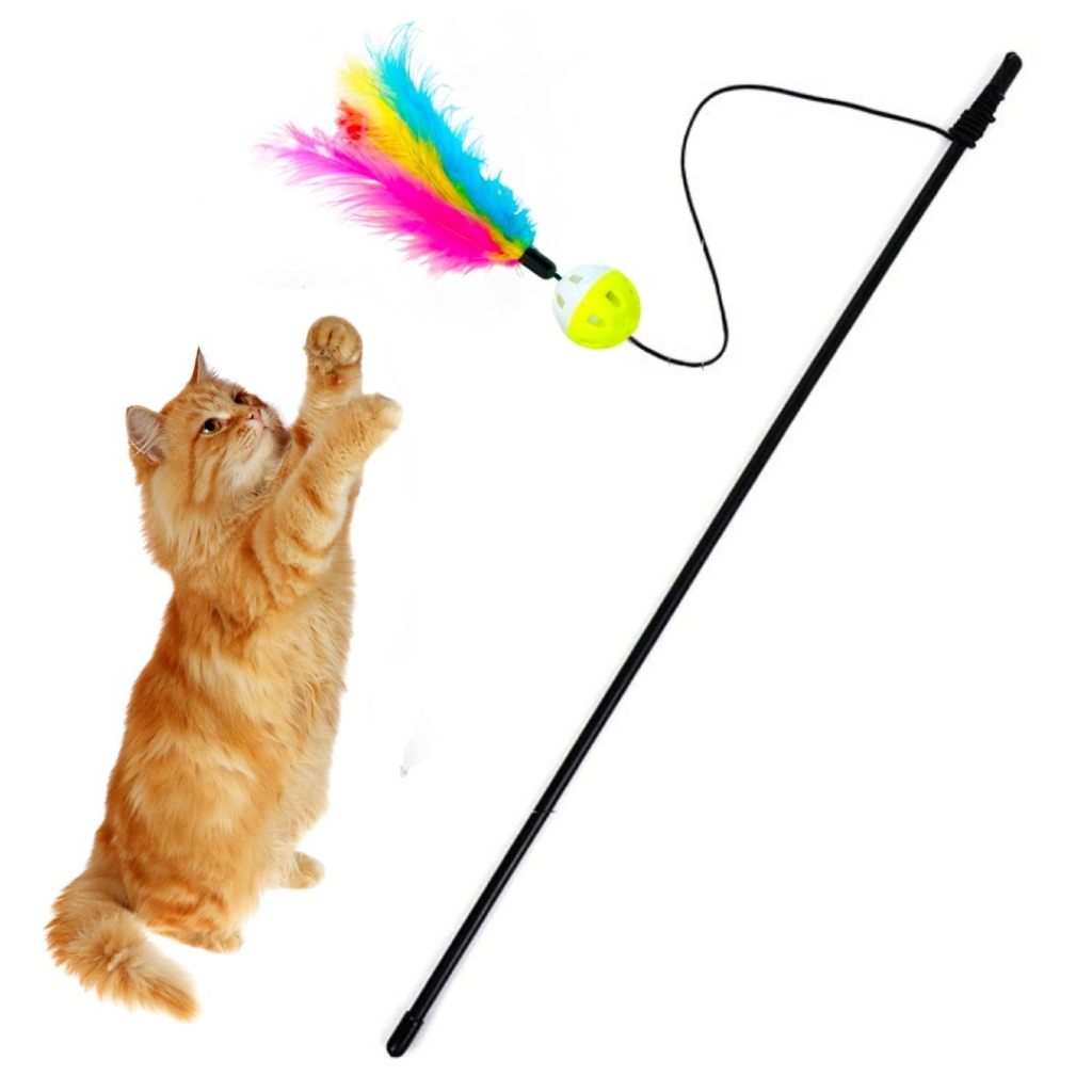 Varinha Cat Pena Gato Brinquedo Interativo Vara Divertida Diversos Modelos a Escolher