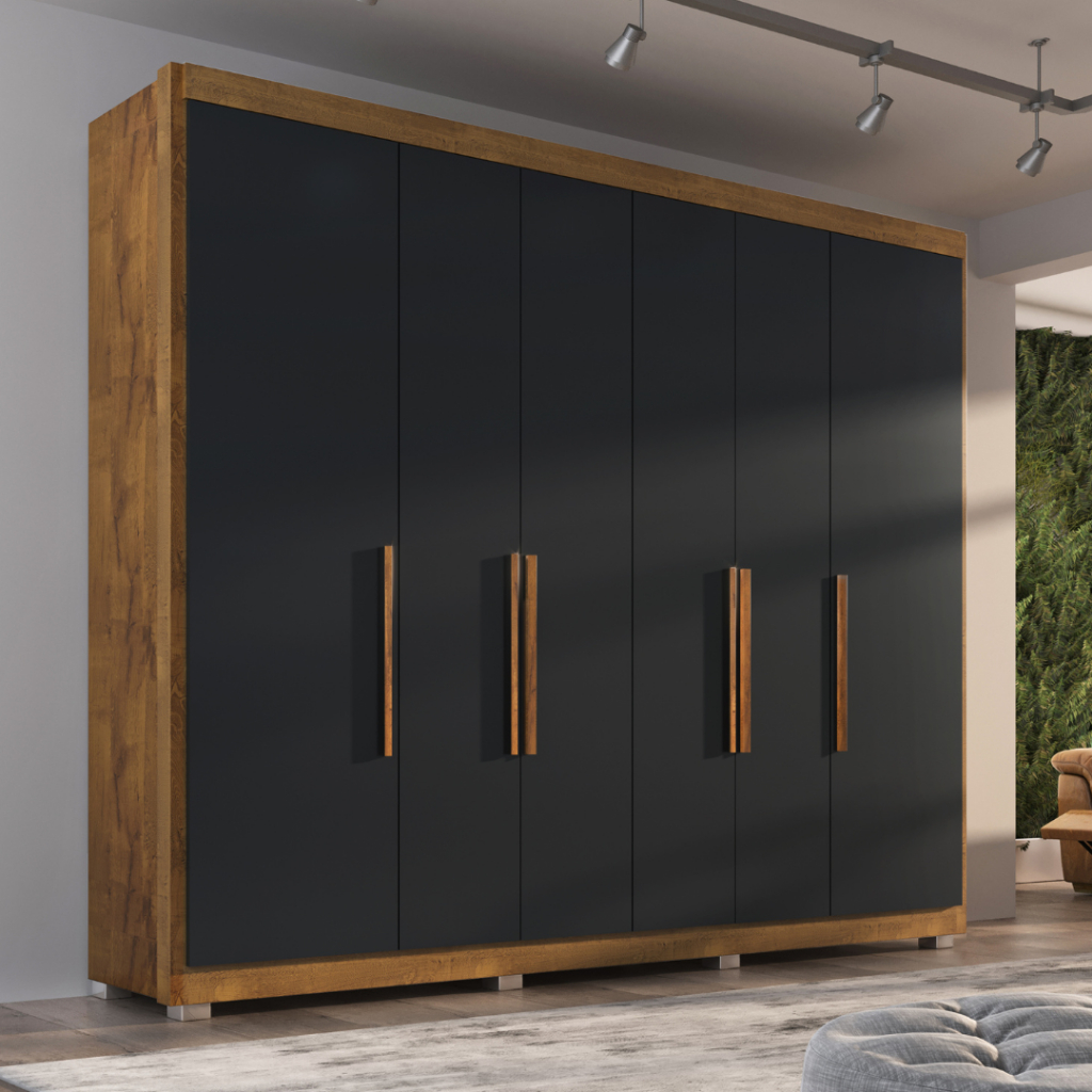 Guarda Roupa Casal Valencia 6 Portas 6 Gav  Com Pés - Home & Living