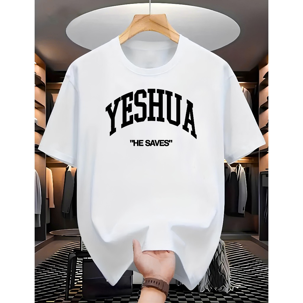 Camiseta Yeshua He Saves Streetwear Cristã Camisa 100% Algodão Lançamento Blusa Masculino e Feminino