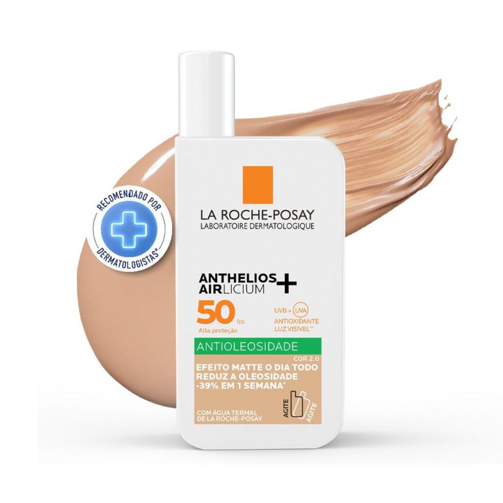 Protetor Solar Facial La Roche-Posay Anthelios Airlicium + Fluido FPS50 Cor 2.0 Com 40ml em Oferta na Shopee