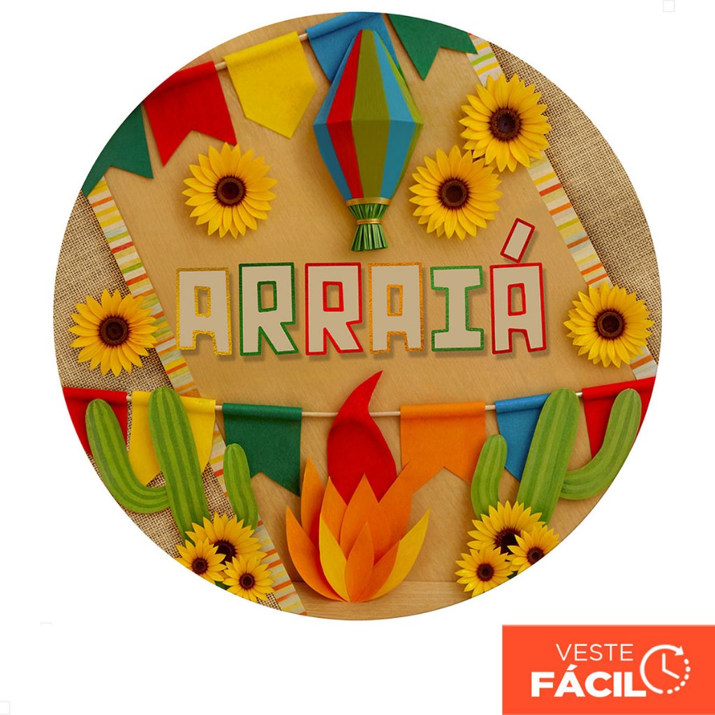 Capa Painel Redondo Decoração Festa Junina 1,50m Tecido Sublimado C/Elástico – R-528
