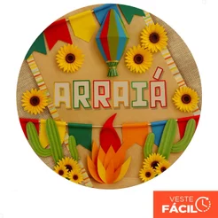 Capa Painel Redondo Decoração Festa Junina 1,50m Tecido Sublimado C/Elástico – R-528