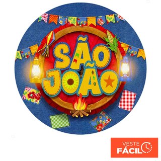 Painel de Festa Redondo Decorativo Festa Junina C/Elástico Decoração São João 1,50m – R-530